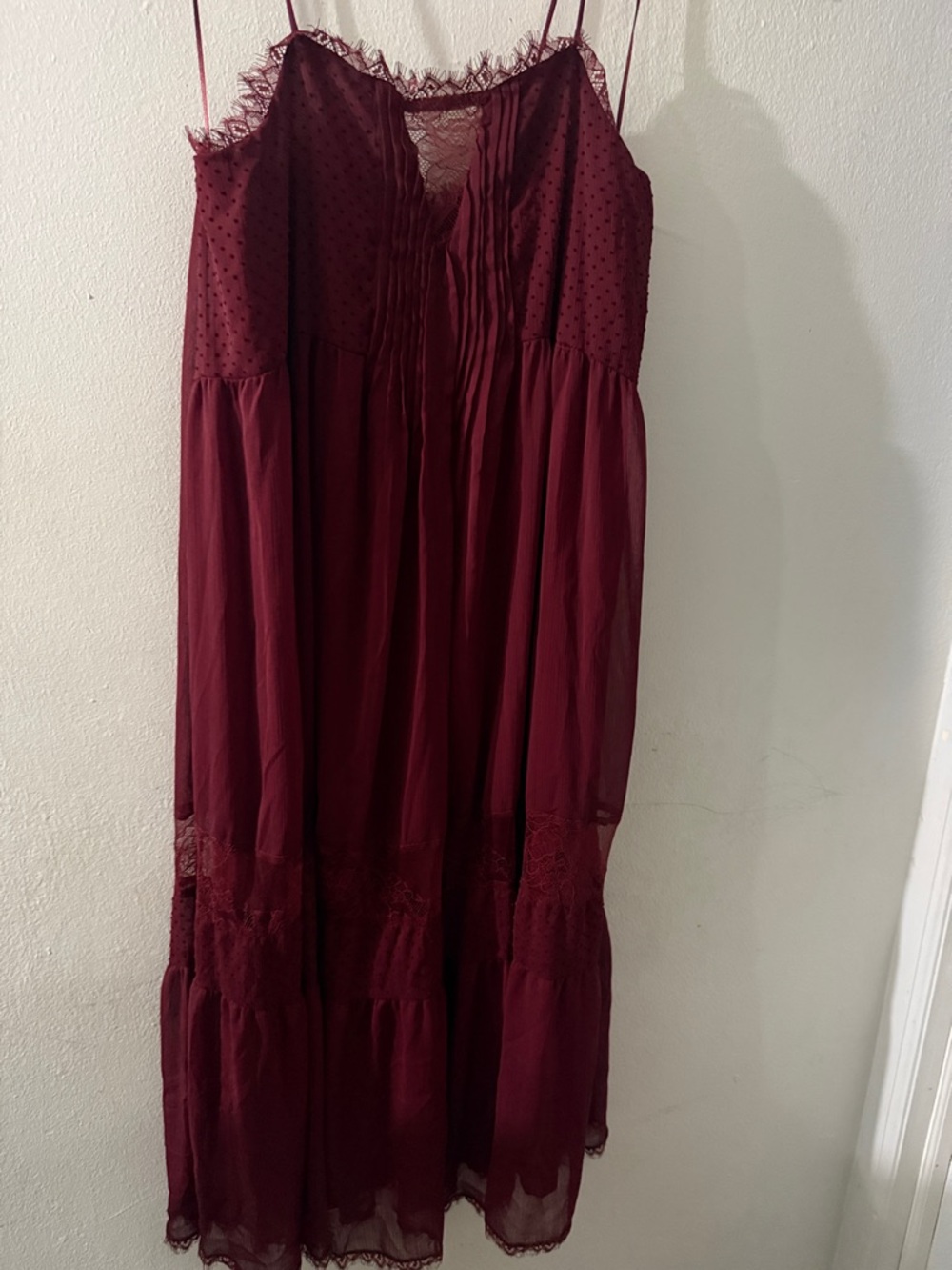 Zara Burgundy Midi Dress with Spaghetti Straps - Picture 5 of 8